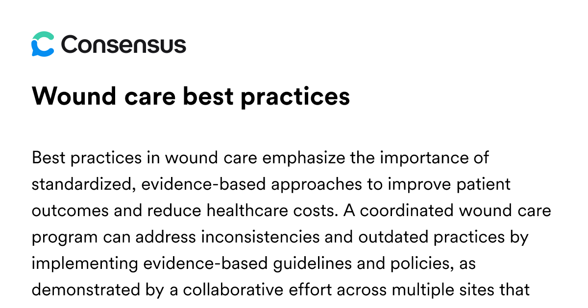 Wound Care Best Practices - Consensus Academic Search Engine