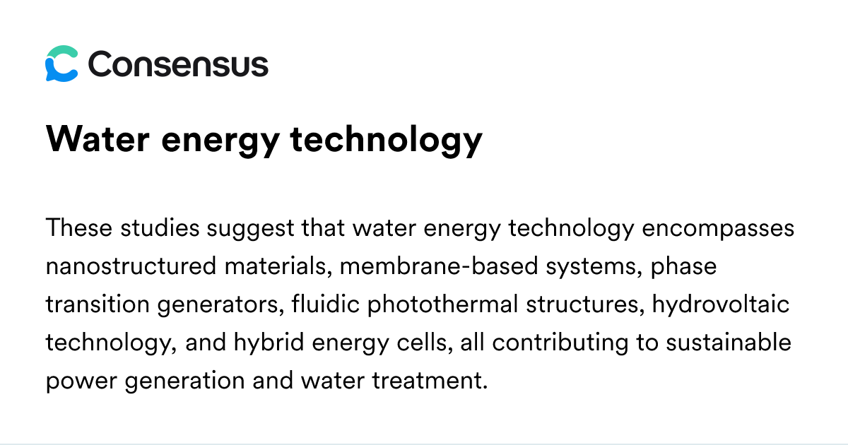 Water Energy Technology - Consensus Academic Search Engine