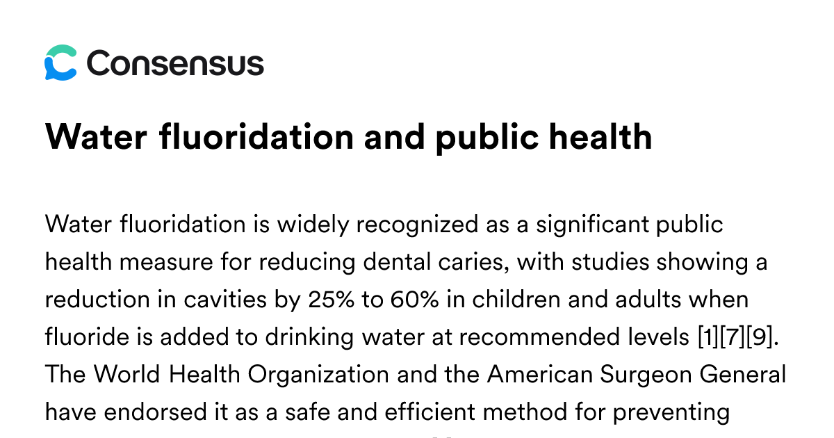 Water Fluoridation And Public Health - Consensus Academic Search Engine
