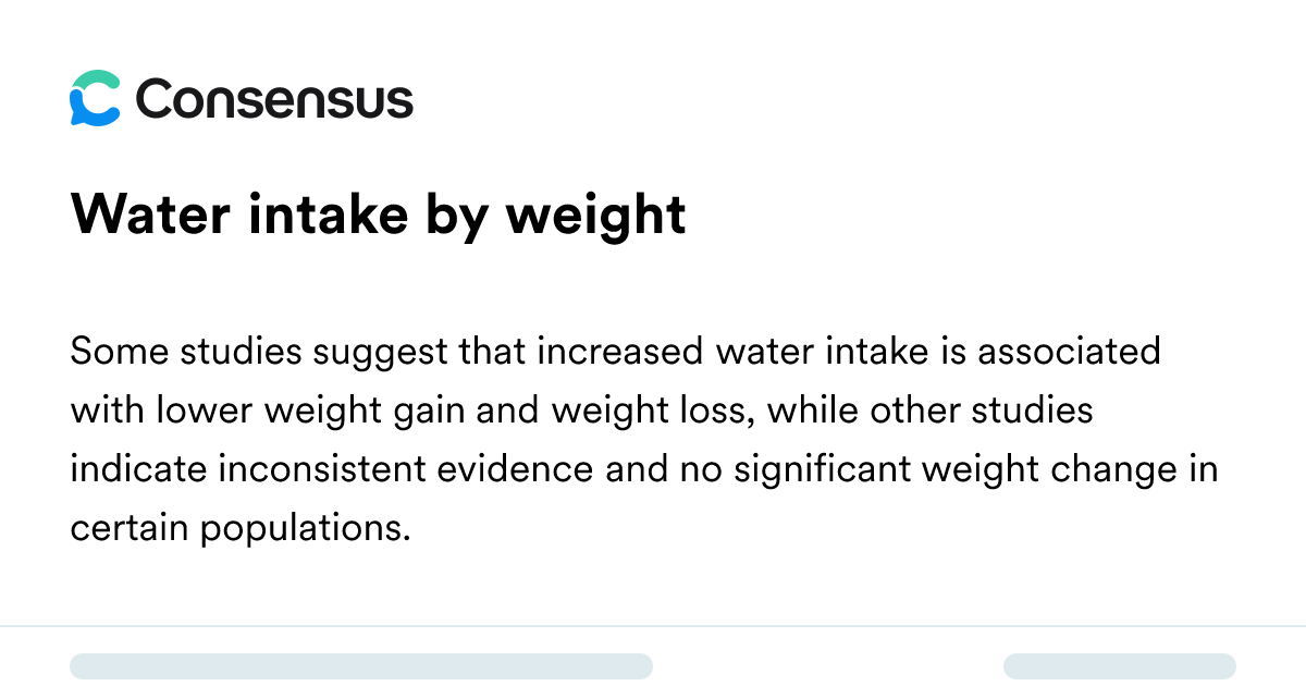 Water Intake By Weight - Consensus Academic Search Engine