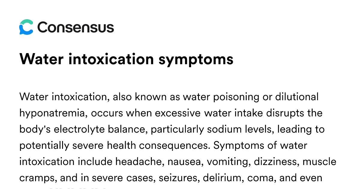 Water Intoxication Symptoms - Consensus Academic Search Engine