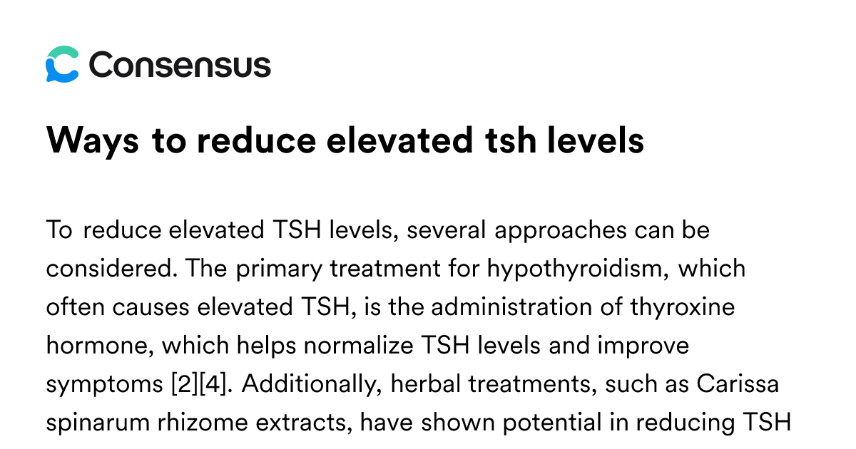 Ways To Reduce Elevated Tsh Levels - Consensus Academic Search Engine