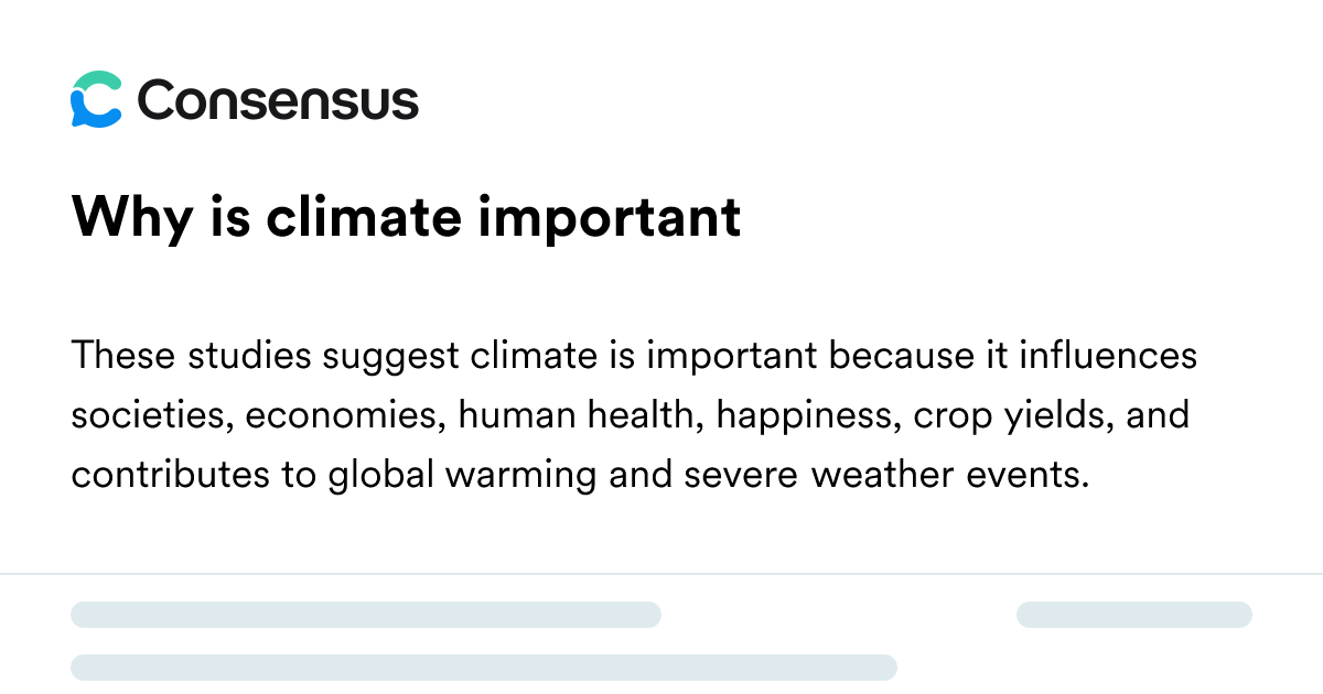 Why Is Climate Important - Consensus Academic Search Engine