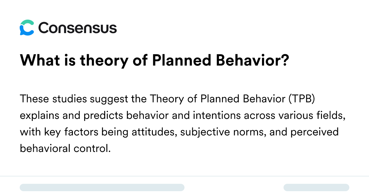What Is Theory Of Planned Behavior? - Consensus Academic Search Engine