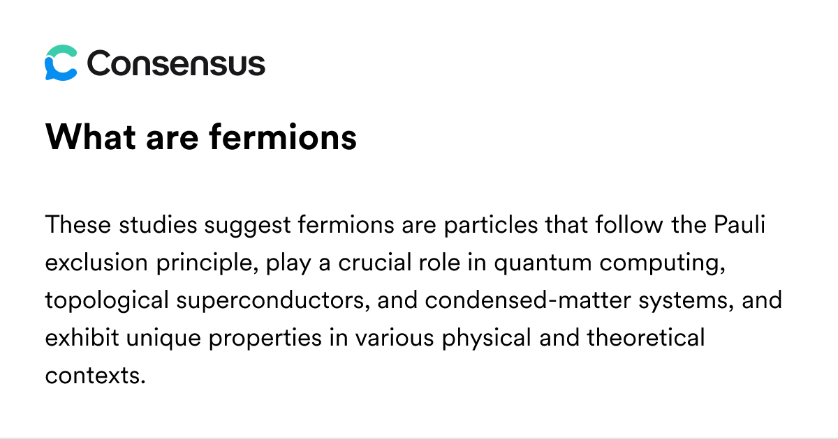 What Are Fermions - Consensus Academic Search Engine