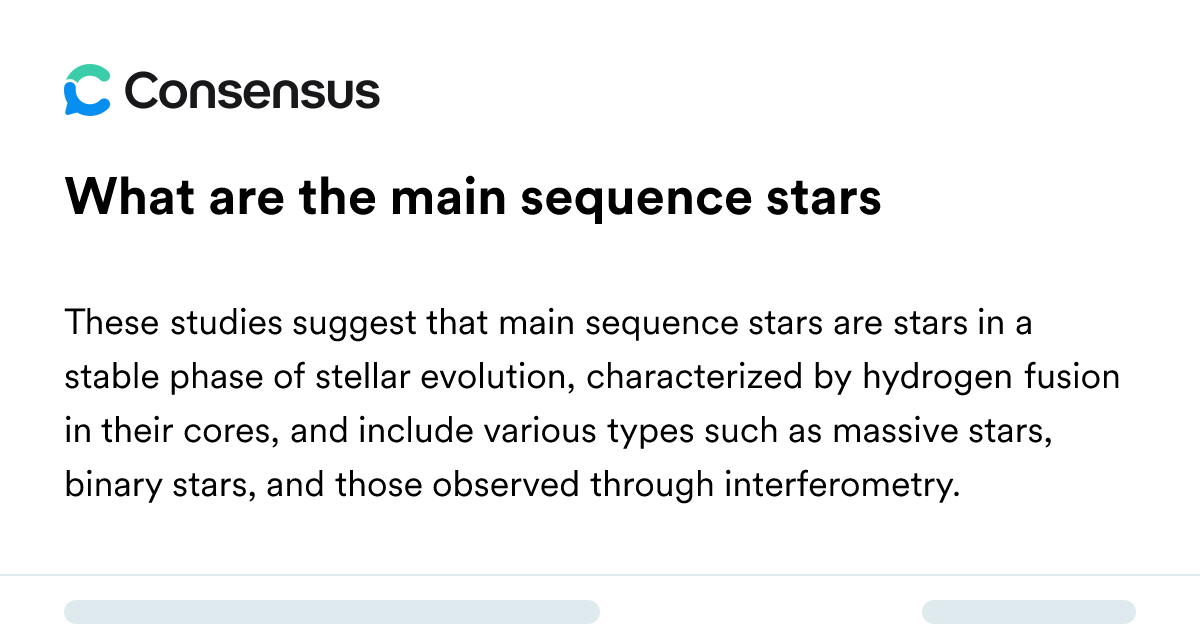 What Are The Main Sequence Stars - Consensus Academic Search Engine