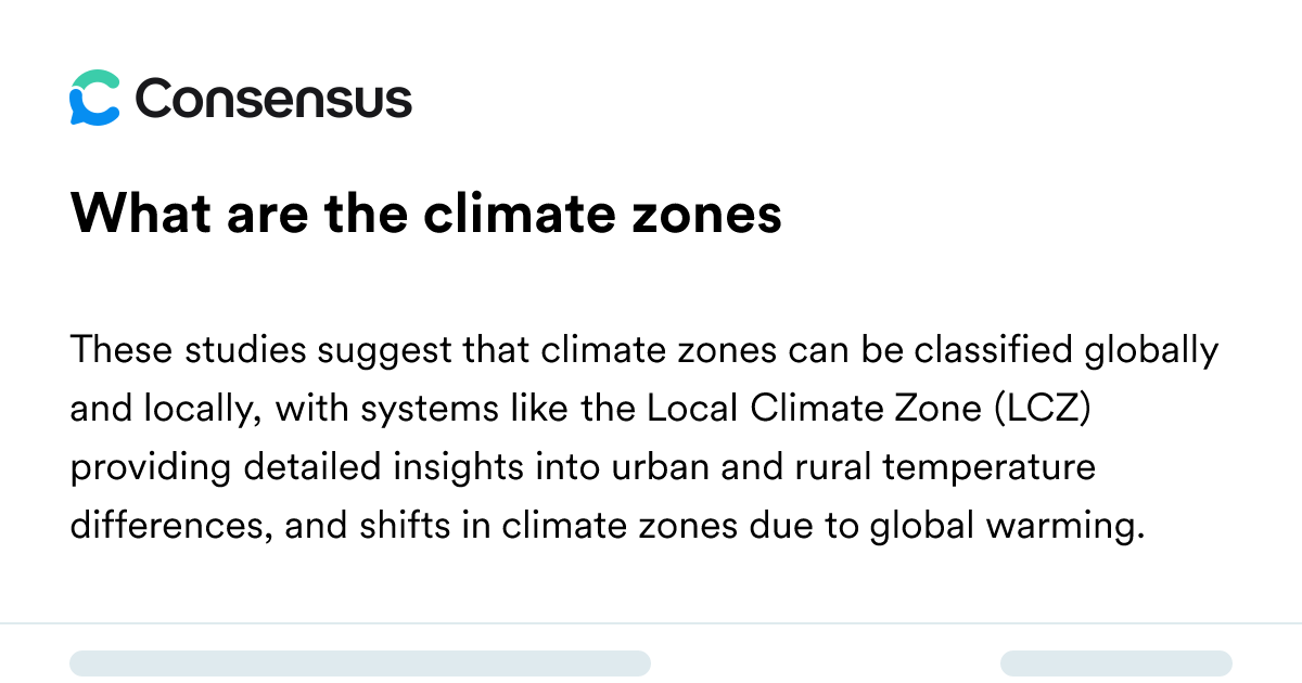 What Are The Climate Zones - Consensus Academic Search Engine