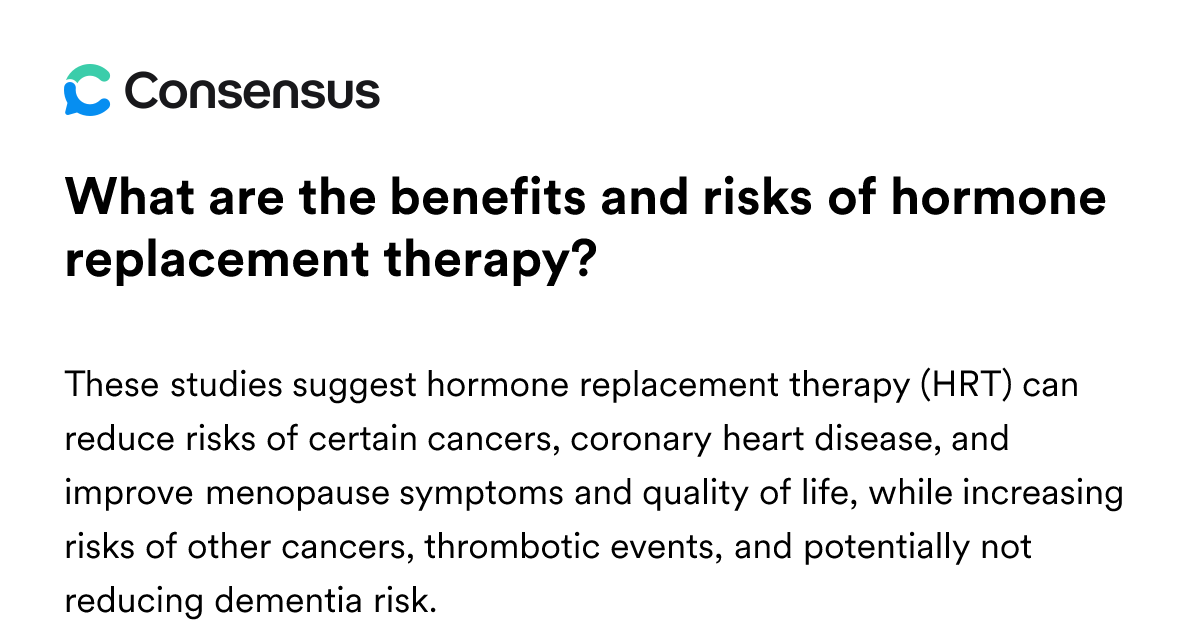 What Are The Benefits And Risks Of Hormone Replacement Therapy ...