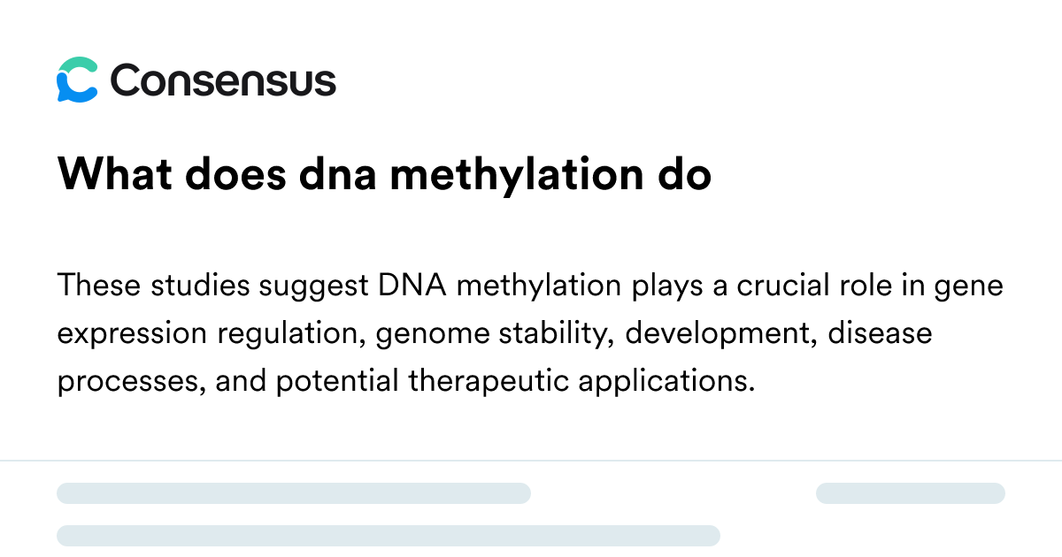What Does Dna Methylation Do - Consensus Academic Search Engine