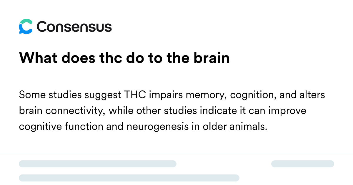 What Does Thc Do To The Brain - Consensus Academic Search Engine