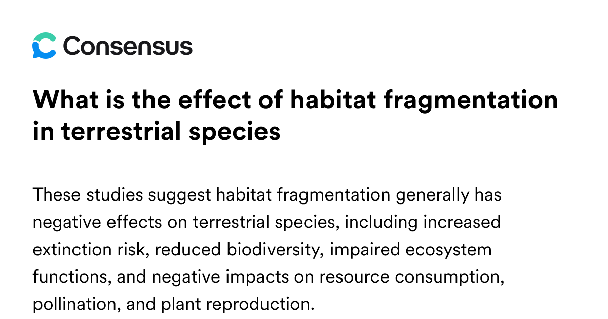 What Is The Effect Of Habitat Fragmentation In Terrestrial Species ...