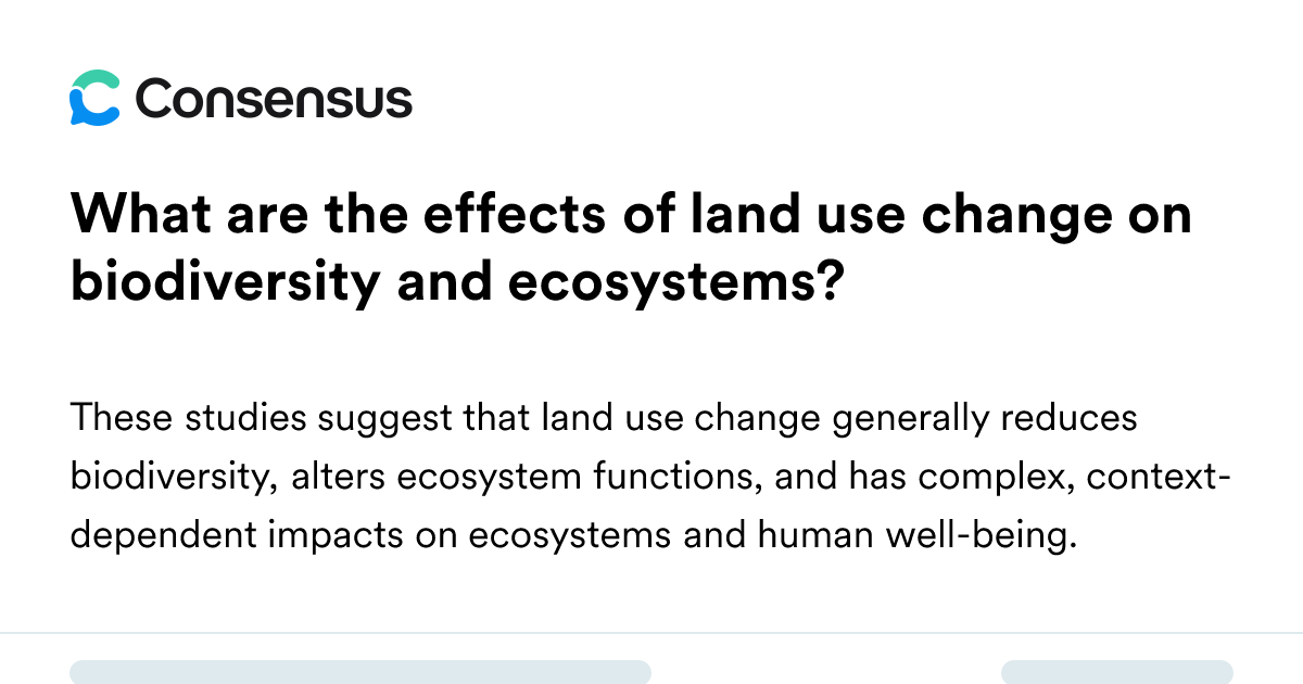 What Are The Effects Of Land Use Change On Biodiversity And Ecosystems ...
