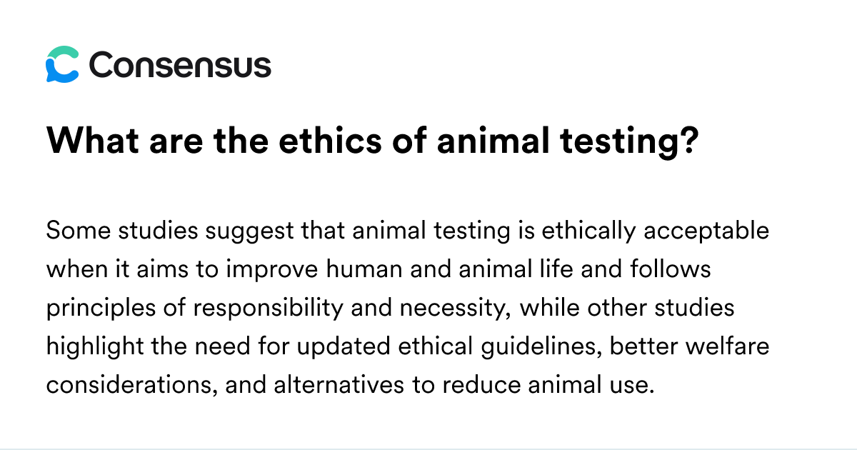 What Are The Ethics Of Animal Testing? - Consensus Academic Search Engine