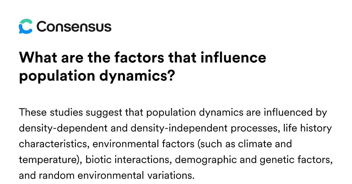 What Are The Factors That Influence Population Dynamics? - Consensus ...
