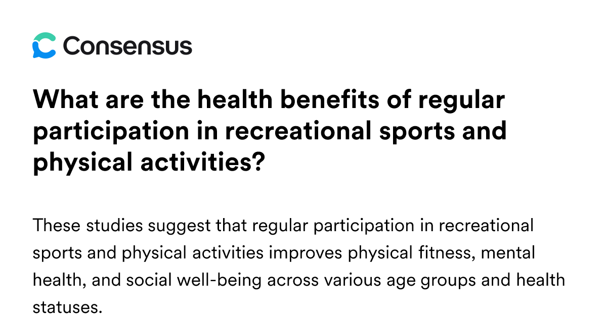What Are The Health Benefits Of Regular Participation In Recreational ...