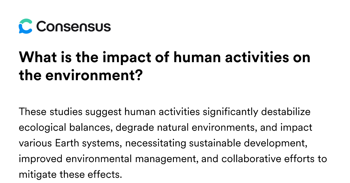 What Is The Impact Of Human Activities On The Environment? - Consensus ...
