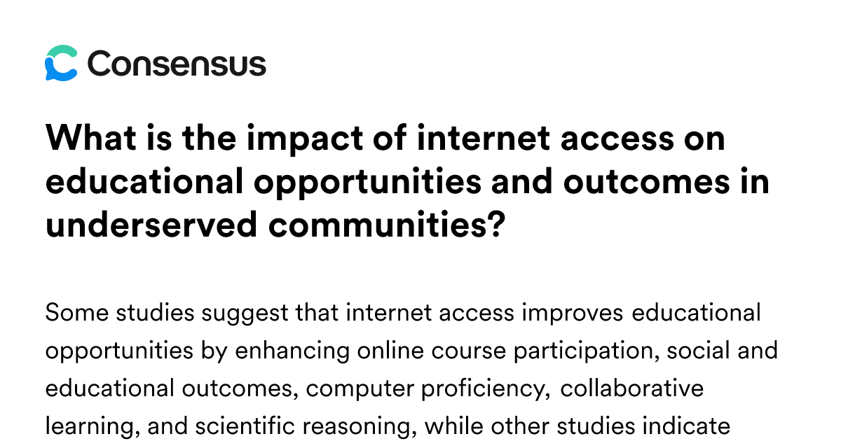 What Is The Impact Of Internet Access On Educational Opportunities And ...