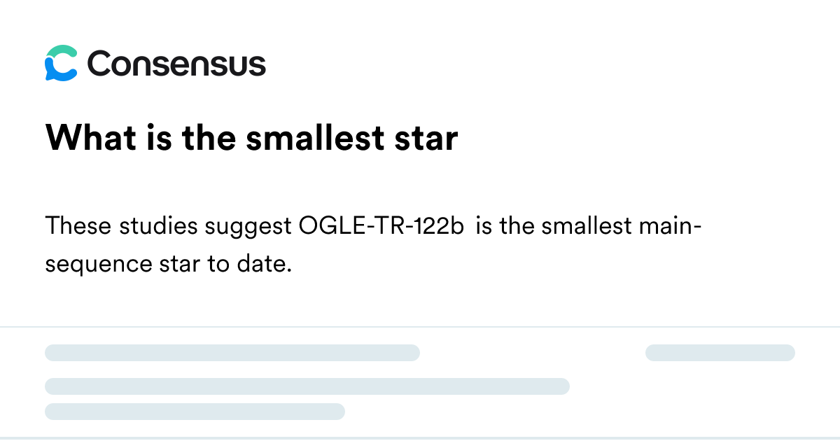 What Is The Smallest Star - Consensus Academic Search Engine