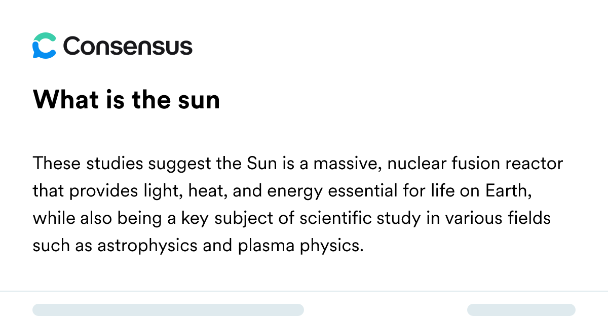 What Is The Sun - Consensus Academic Search Engine