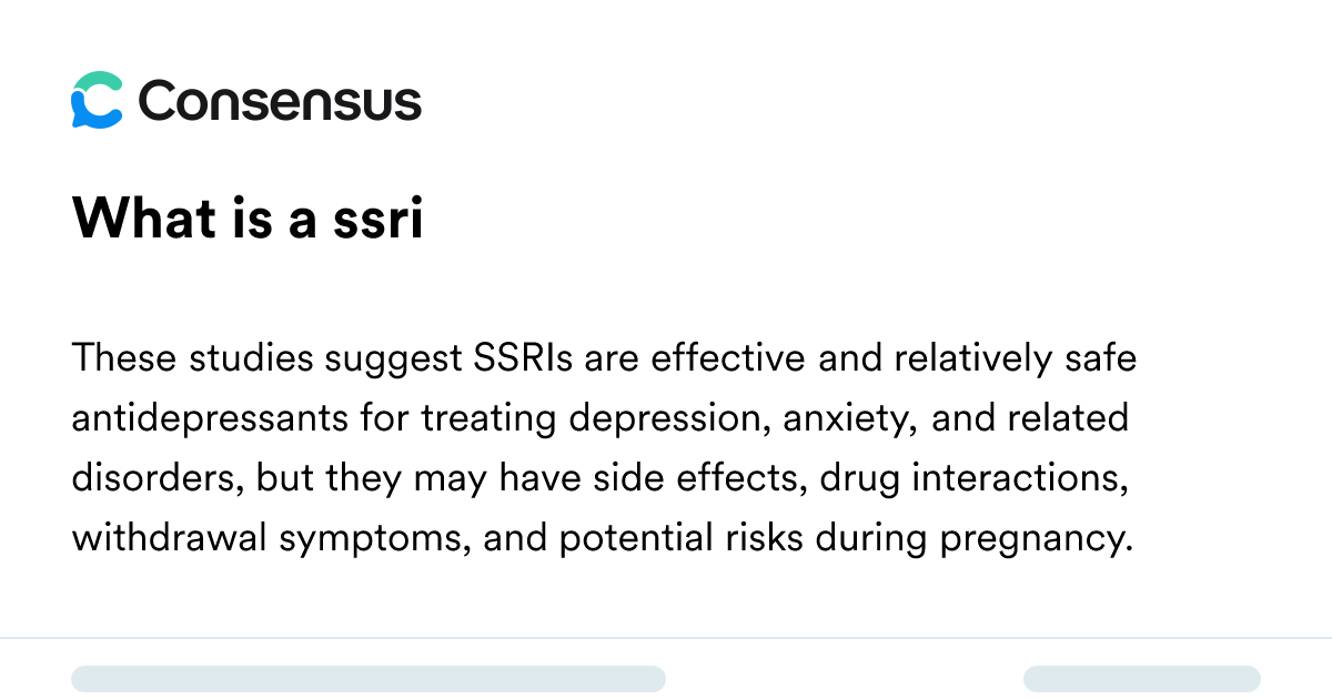 What Is A Ssri - Consensus Academic Search Engine