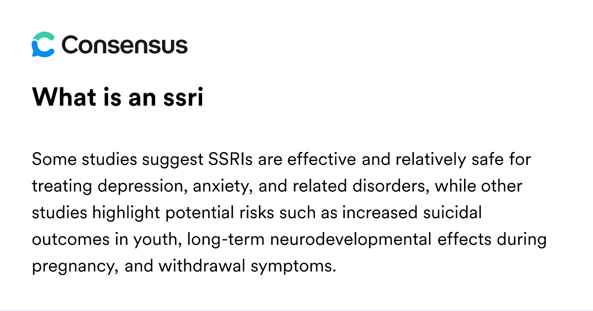 What Is An Ssri - Consensus Academic Search Engine