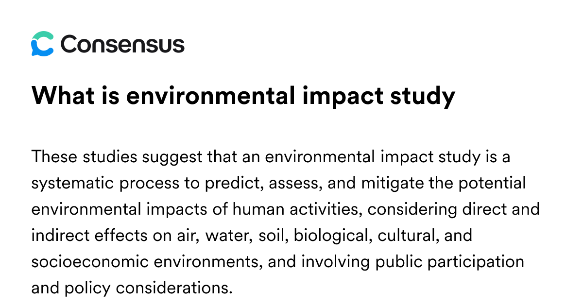 What Is Environmental Impact Study - Consensus Academic Search Engine