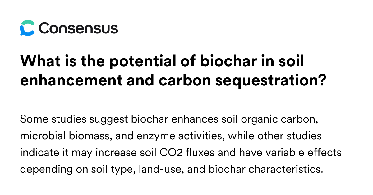 What Is The Potential Of Biochar In Soil Enhancement And Carbon ...
