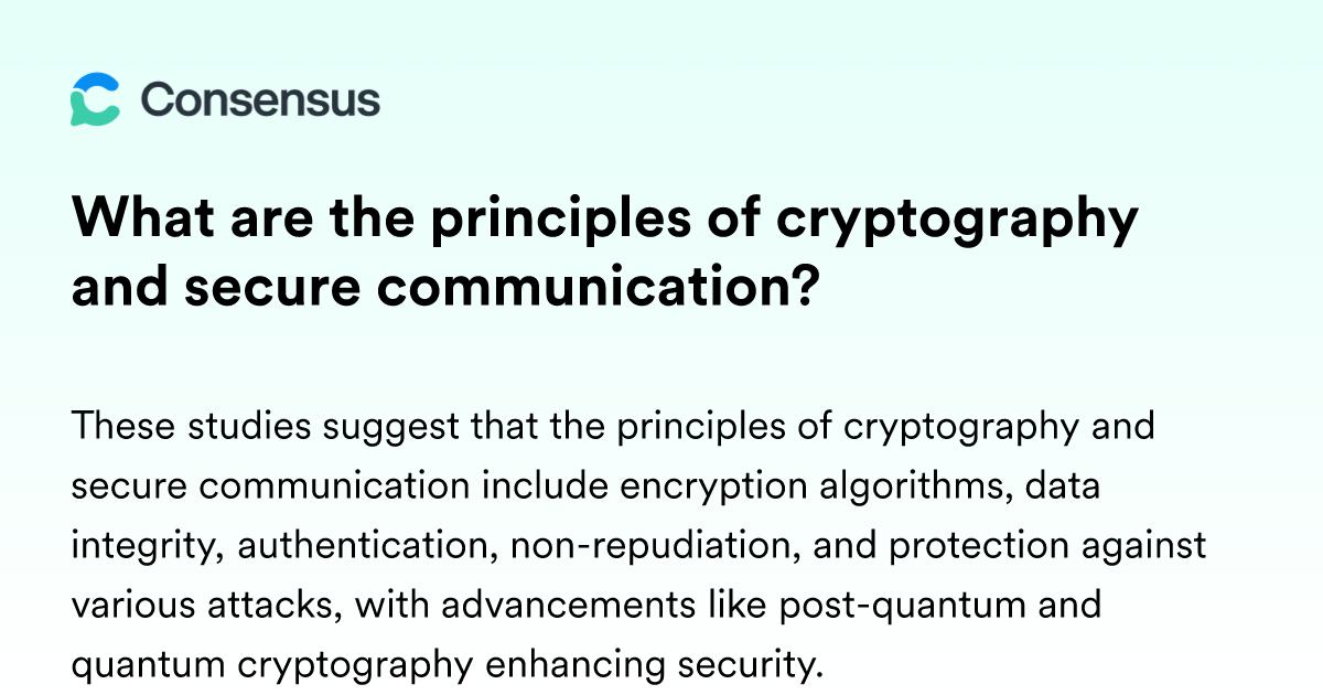 What Are The Principles Of Cryptography And Secure Communication 