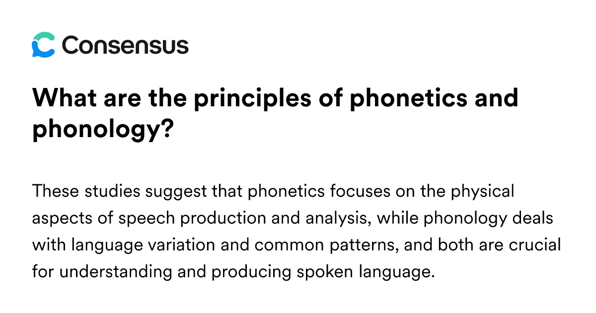What Are The Principles Of Phonetics And Phonology? - Consensus ...
