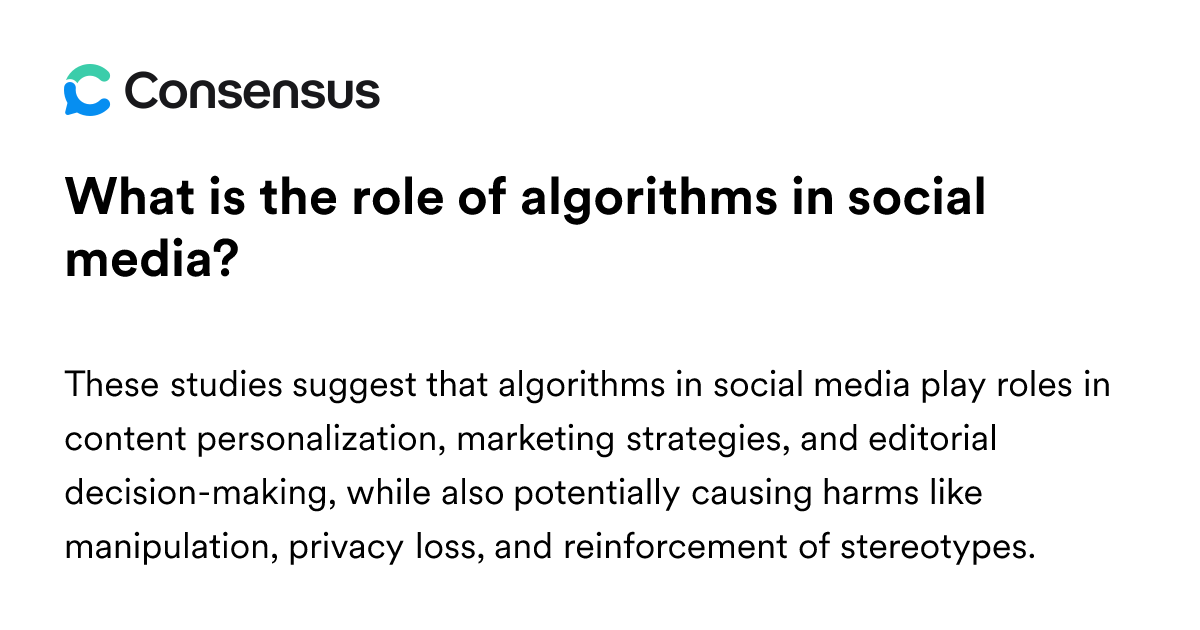 What Is The Role Of Algorithms In Social Media? - Consensus Academic ...