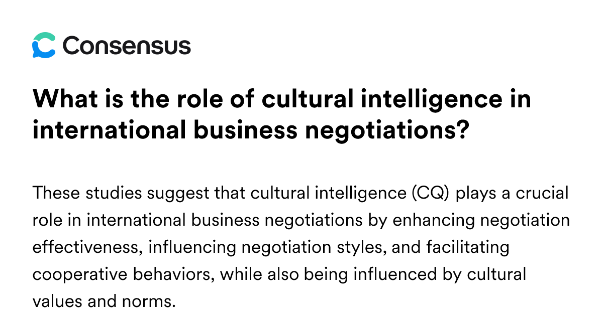 What Is The Role Of Cultural Intelligence In International Business ...