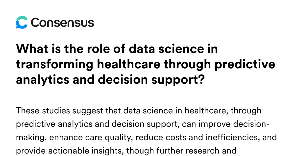 What Is The Role Of Data Science In Transforming Healthcare Through ...