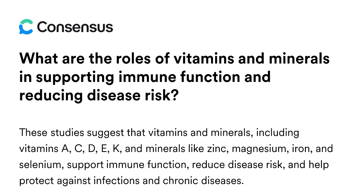 What Are The Roles Of Vitamins And Minerals In Supporting Immune ...