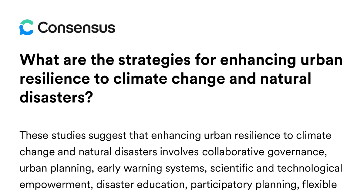 What Are The Strategies For Enhancing Urban Resilience To Climate ...