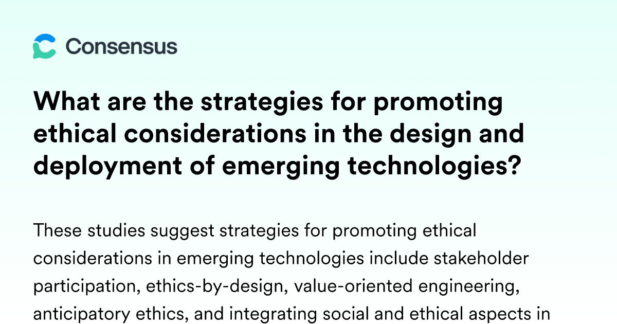 What Are The Strategies For Promoting Ethical Considerations In The ...