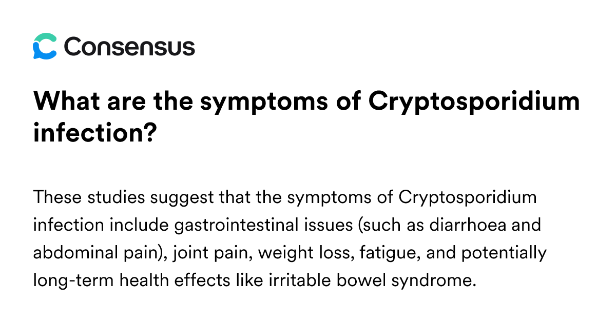 What Are The Symptoms Of Cryptosporidium Infection? - Consensus ...
