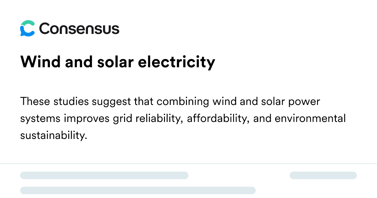 Wind And Solar Electricity - Consensus Academic Search Engine