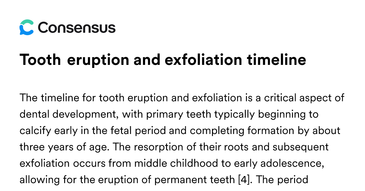 Tooth Eruption And Exfoliation Timeline - Consensus Academic Search Engine