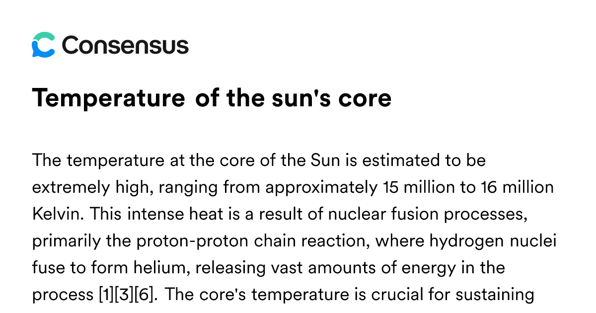 Temperature Of The Sun's Core - Consensus Academic Search Engine