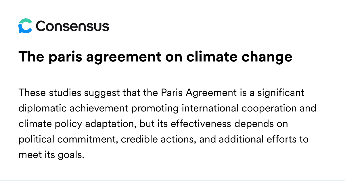 The Paris Agreement On Climate Change - Consensus Academic Search Engine