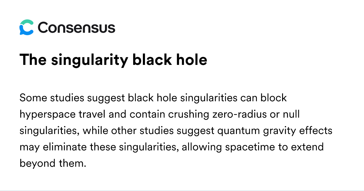 The Singularity Black Hole - Consensus Academic Search Engine