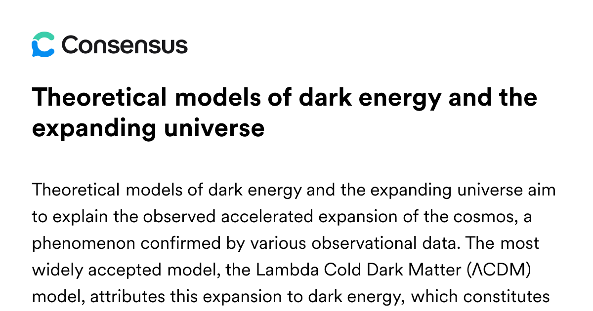Theoretical Models Of Dark Energy And The Expanding Universe ...