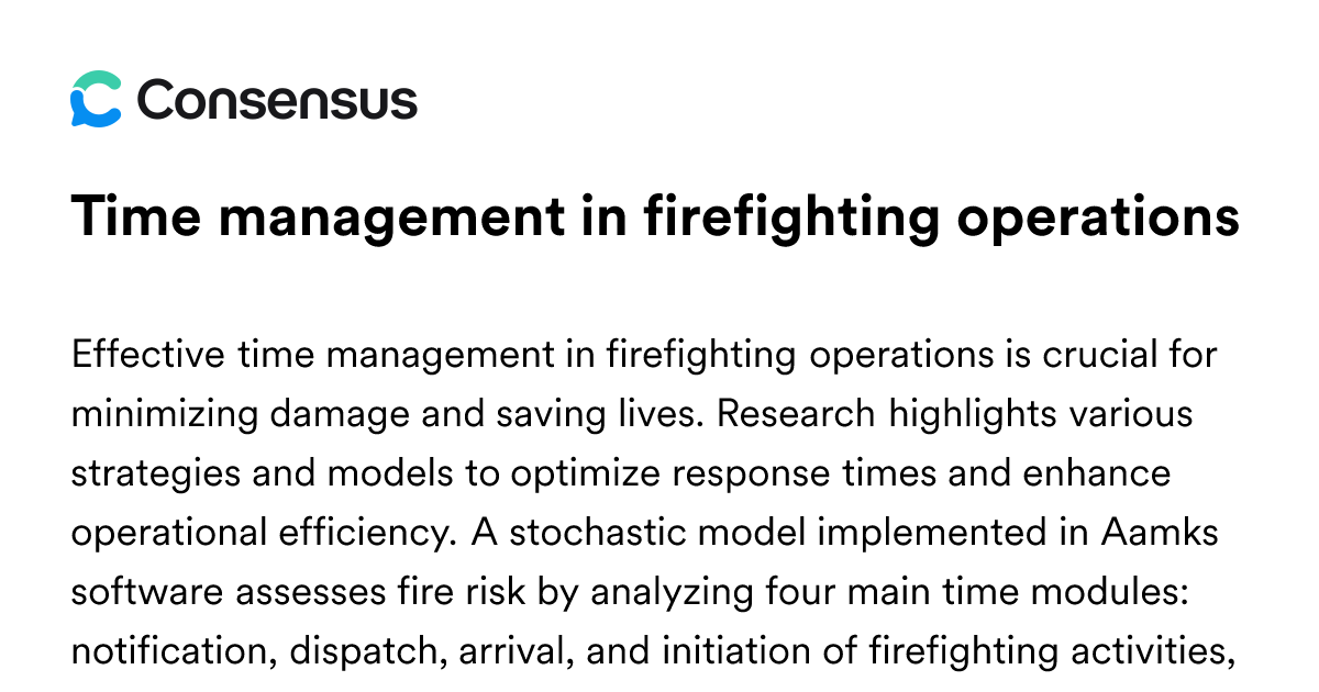 Time Management In Firefighting Operations - Consensus Academic Search ...
