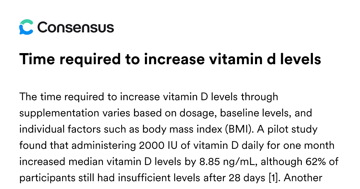 Time Required To Increase Vitamin D Levels - Consensus Academic Search ...