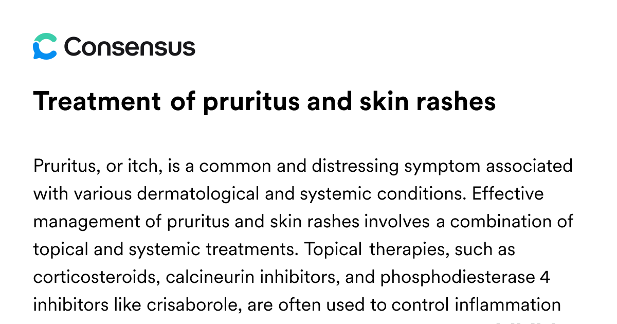 Treatment Of Pruritus And Skin Rashes - Consensus Academic Search Engine