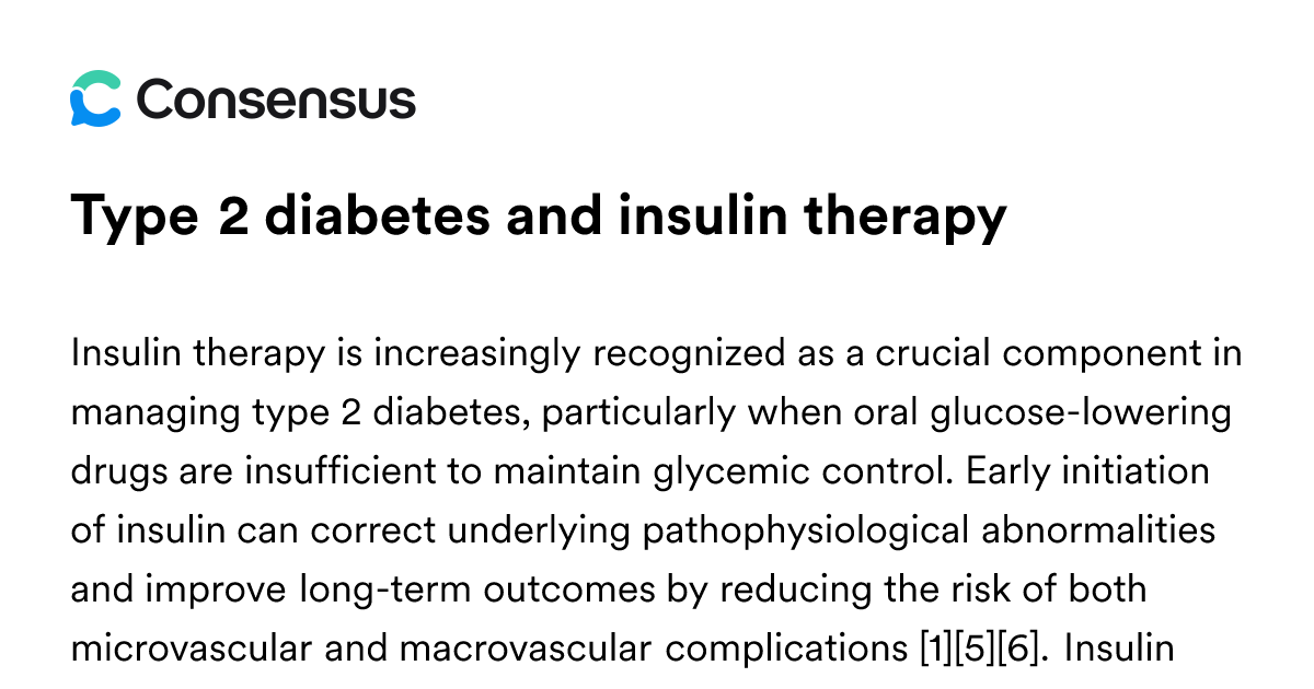 Type 2 Diabetes And Insulin Therapy - Consensus Academic Search Engine