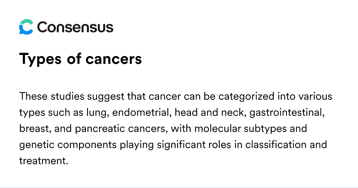Types Of Cancers - Consensus Academic Search Engine