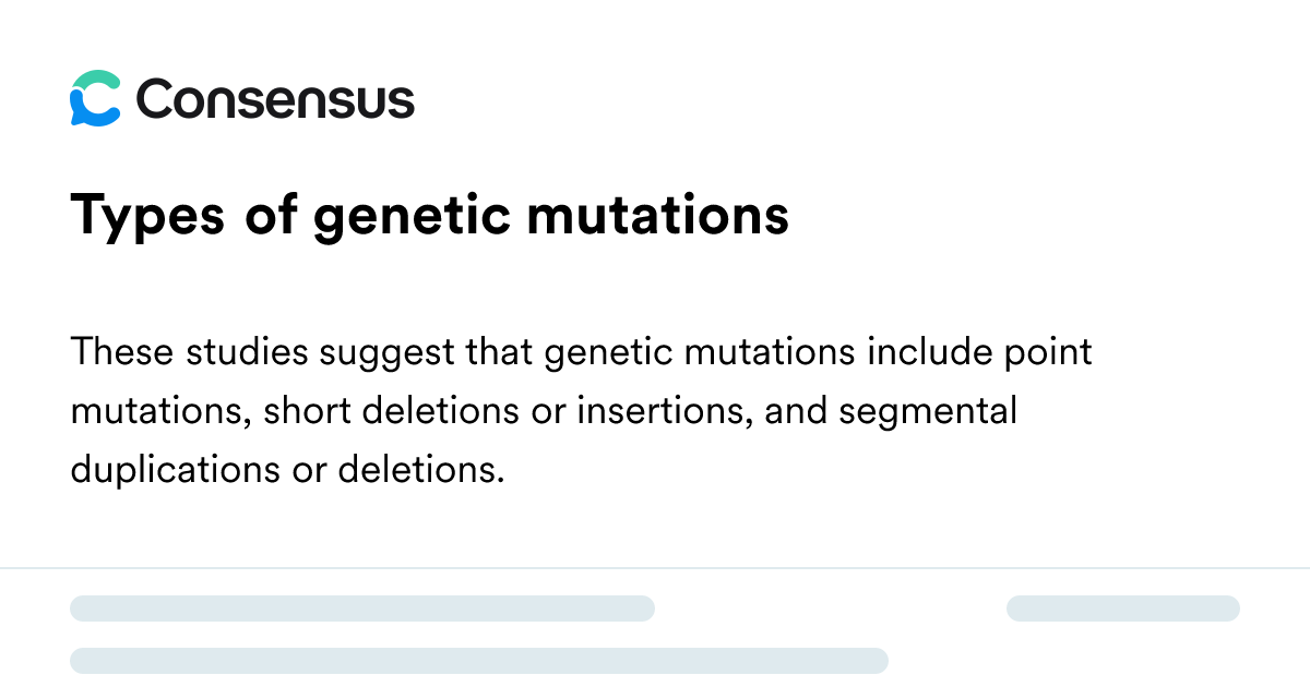 Types Of Genetic Mutations - Consensus Academic Search Engine