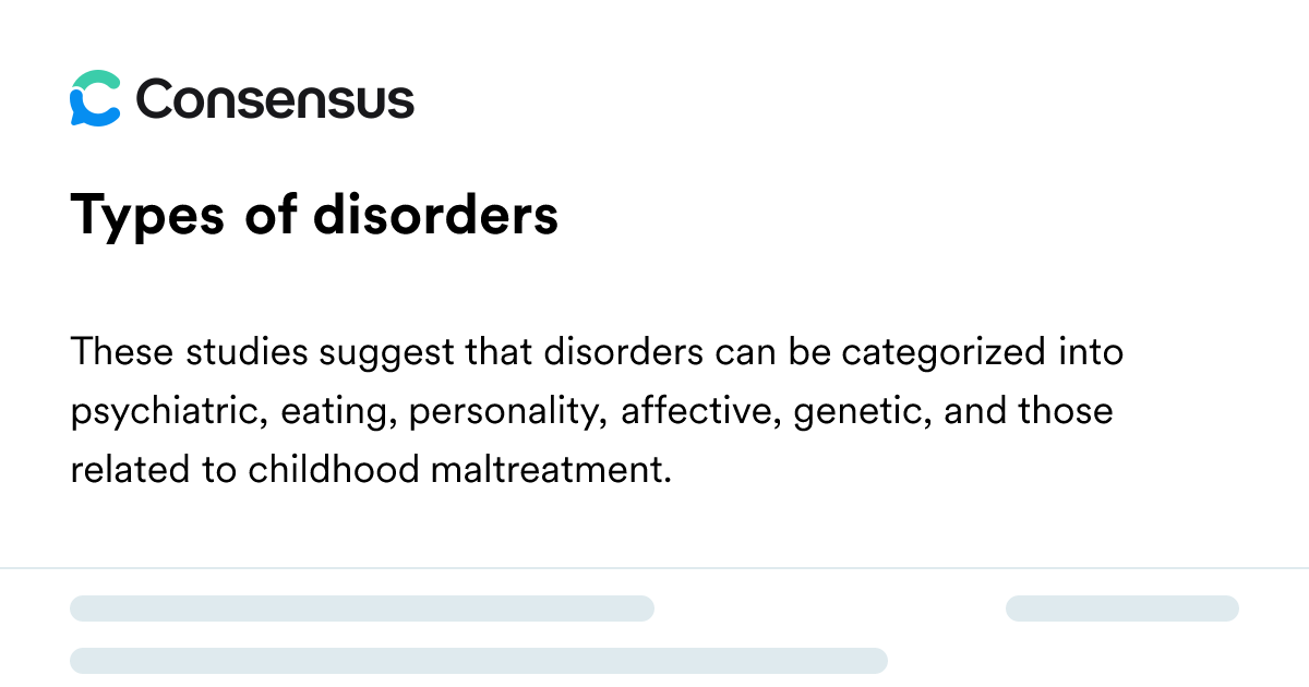 Types Of Disorders - Consensus Academic Search Engine