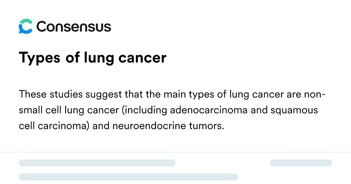 Types Of Lung Cancer - Consensus Academic Search Engine